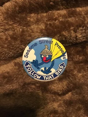 Vintage Sesame Street Presents Follow That Bird Pinback Button Super Grover • $7