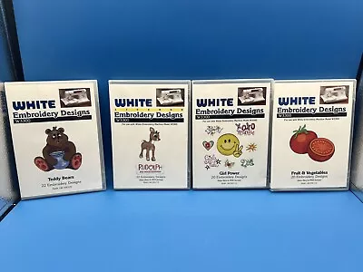 White Machine W3300  Embroidery Card Designs Lot Of 4 Girl Power Teddy Rudolph • $69.99