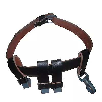 German WW2 Black Leather Helmet Carry Strap With Metal Clips Carrier Only H588 • $43.09