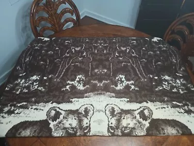 VTG Lintex International Lion Cubs Print Blanket Made In Spain Safari 75  X 56  • $39.99