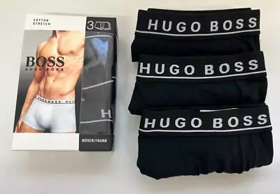 HUGO Boss Cotton Stretch Men's Boxers 3 Pack ( Black ) • £15.49