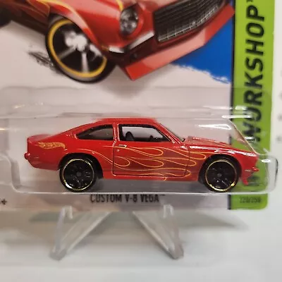 🔥Hot Wheels ~Custom V-8 Vega ~ Red Flames Heat Fleet 2014 HW Workshop #232 • $5