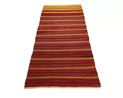 Vintage Turkish Kilim 2.7x7.7 Ft Runner Rug Boho Striped Wool Rug Anatolian Rug • $109