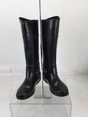 MICHAEL Michael Kors Black Rubber Harness Riding Boots 7M • $17.50