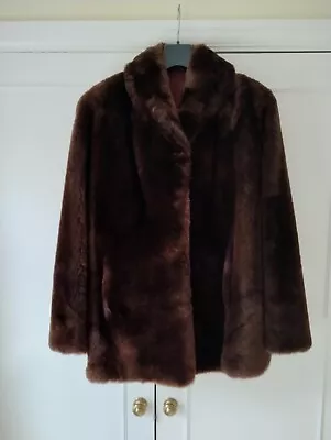 Mink Jacket / Fur Coat Ladies Size 12 Mahogany Brown • £14