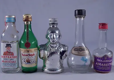 Vintage Mini Alcohol Whiskey Bottles Airline 1940's - 60's Collectible 5 Empty • $25
