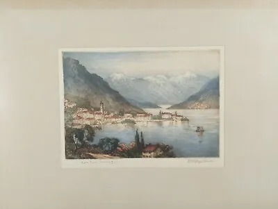 James Alphege Brewer (b. 1881) Colour Etching Lake Como Italy Signed Blindstamp  • £250