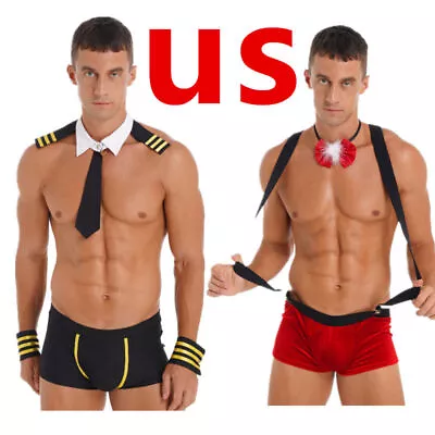 US Men Underwear Sets Halloween Sailors Captain Cosplay Boxer Briefs With Collar • $13.42