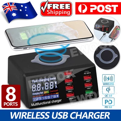 $46.95 • Buy Multi Port Charger USB Charger Quick Charging Station Wireless USB Charging HUB