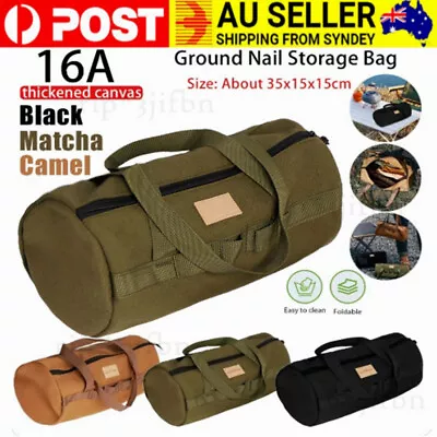 Camping Tent Stakes Bag Waterproof Canvas Bag Outdoor Tent Peg Tool Storage Bag • $13.99