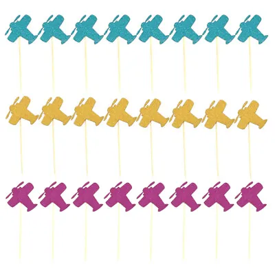  24 PCS Decorative Bird Cage Airplane Cake Toppers Themed Party Muffin • £9.38