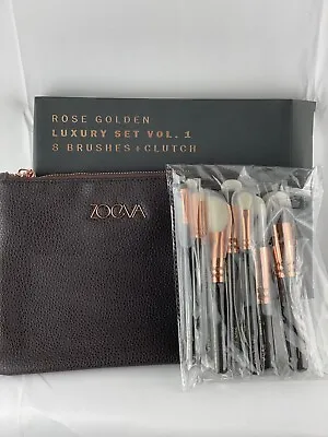 ZOEVA Full Set 8 Brushes Rose Golden Luxury Set Vol 1 + Clutch NIB Authentic • $79