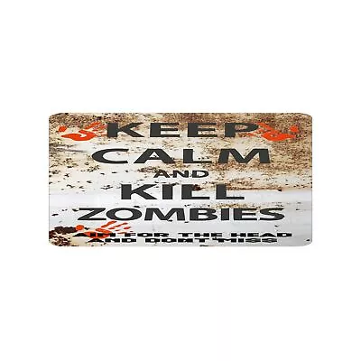 Keep Calm And Kill Zombies Plaque Sign Metal Wood Warning Funny • £4.99