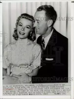1954 Press Photo Vera-Ellen And Victor Rothschild Announce Engagement In CA. • $19.99