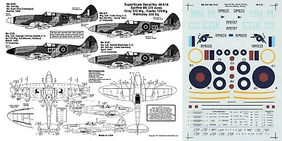 SUPERSCALE DECALS 1/48 Spitfire Mk.XIV 152 Sqn 350 Sqn 125 Wing 322 Wing (RAF) • £7.99