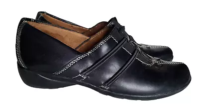 Naturalizer Nasan Women Black Slip On Bungee Comfort Leather Loafer Shoe SIZE6.5 • $32.99