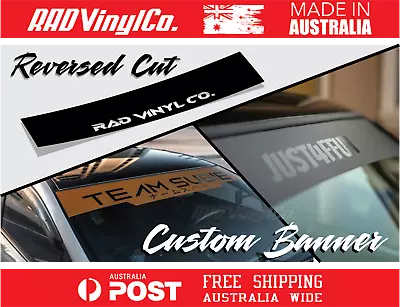 Custom TEXT Reversed Cut Windshield Banner Car Sticker Lettering Vinyl Decal • $49.71