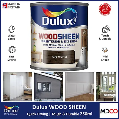 Dulux Woodsheen Wood Stain Varnish Interior Exterior Quick Drying Satin 250ml • £9.99