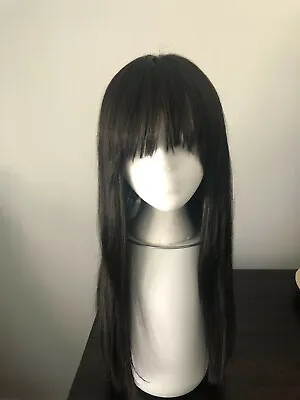 Human Hair Wig With Bangs - Straight Raw Indian Hair (Natural Brown) • $525