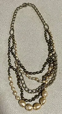 Monet Bronze Goldtone Beaded Faux Pearl Strand Layered Necklace  • $25