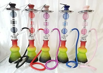 £12.99 • Buy 2 Pipe Shisha Hookah 18  Full Set & Free Coil Foil Tips Tong Clipper Gift Box