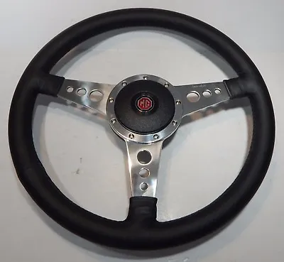 New 15  Leather Steering Wheel And Adaptor For MGA  Moto Lita • $614.95