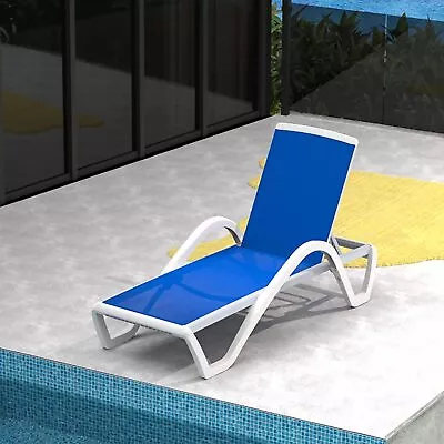 Domi Outdoor Chaise Lounge Adjustable Aluminum Pool Lounge Chair W/Arm Blue • $180.49