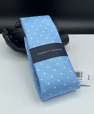 Tommy Hilfiger Men's Neck Tie ~ Light Blue ~ Polka Dot ~ NEW MSRP: $69.50 • $18.99