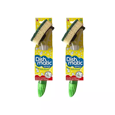 2xDish Matic Washing Up Brush Sponge With Liquid Dispenser Or Dishmatic Refills • £7.49