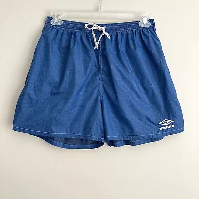 Umbro Vintage Mens Soccer Shorts Nylon Size XL Blue Geometric Print 90's • $32