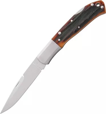 Moki Lockback Folding Knife Mirror Polished VG-10 Steel Blade Bone Stag Handle • $294.59