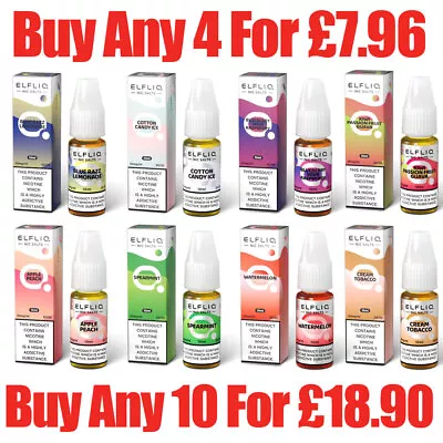 Elf Liq Nic Salt  By Elf Bar 10ml E Liquid 10mg | 20mg Vape Juice 50/50 VG/PG • £1.99