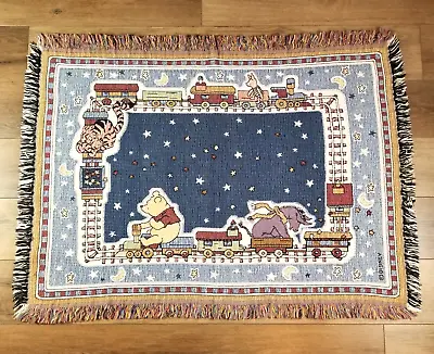 Disney Classic Winnie The Pooh & Friends Tapestry Throw Blanket Cotton 46x34 • $34.99