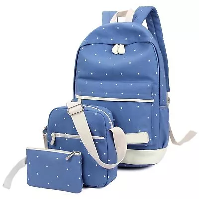 3PCS Canvas Backpack Shoulder Bag Purse Set Women's Backpack Laptop Backbag • $24.99