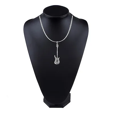 Bass Guitar Pendant On A 16/18/20/26 Inch Silver Plated Necklace Music PPM05 • $12.38