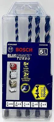 $14.84 • Buy Bosch HCBG500 Blue Granite Hammer Drill Bit Carbide Tip Starter Set, 5-Piece