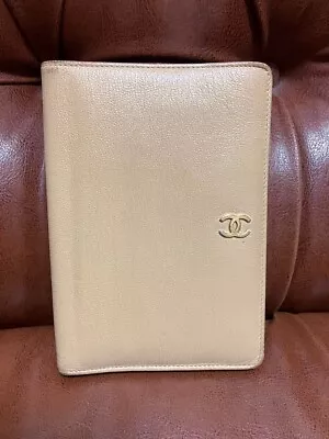 CHANEL Coco Mark Beige Bi-Fold Wallet Purse Leather Folding Wallet Authentic • £119.59