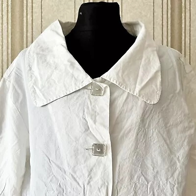 MARIMEKKO  RITVA FALLA Vintage Blouson Size 36 3/4 Sleeve White Pockets • $32.99
