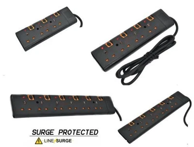 £1.98 • Buy Surge Protected With Switch Extension Lead 2/5m Cable 3 4 5 6 Way Plugs In Black