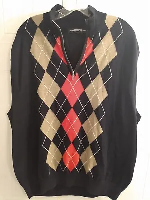 Men's XXL Carnoustie Black Argyle Print Pullover Sweater Vest • $17.99