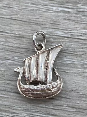 Sterling Silver Viking Ship Boat Snekkja Longship Dragon Denmark Charm Pendant • $19.99