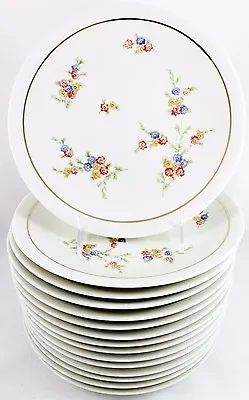 Set 3 Vintage Raynaud Limoges Fine China Coupe Dinner Plates Gilt Cream Floral • £37.06