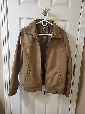 A G Milano Italian Made Suede Leather Jacket Brown Men Medium  • $35.99