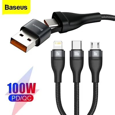 $23.99 • Buy Baseus PD100W 20W 5 In 1 USB Type-C Micro Lighting Cable Fast Charging Charger