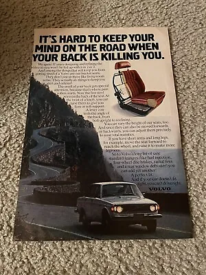 Vintage 1972 VOLVO Sedan Car Print Ad 1970s  HARD TO KEEP YOUR MIND ON THE ROAD  • $6.99