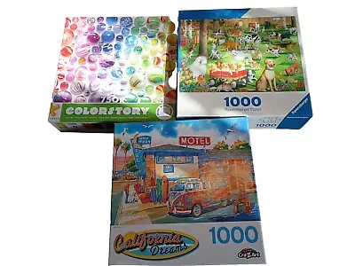 Lot Of 3 Jigsaw Puzzles 1 750 2 1000 PC. Ceaco Ravensburger CraZart • $15