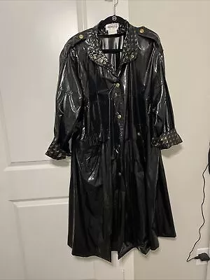 Vintage Kenn Sporn For Wippette Sz Large Black Vinyl Raincoat • $59.99