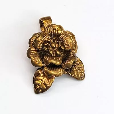 Vintage Copper Tone Rose Flower Floral Unique Pendant CT24 • $16