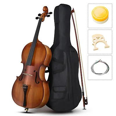 Full-Size Cello Beginner Cello 4/4 Acoustic Cello Set With Portable Bag Bow • $185.99