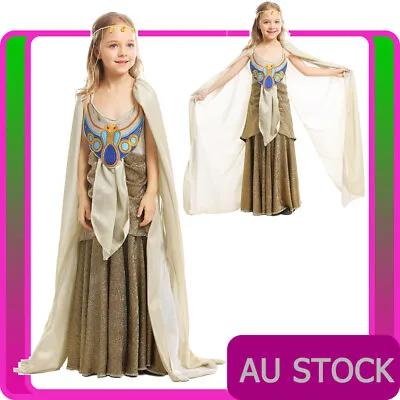 Girls Cleopatra Egyptian Kids Queen Of The Nile Princess Costume Goddess Dress • $54.14